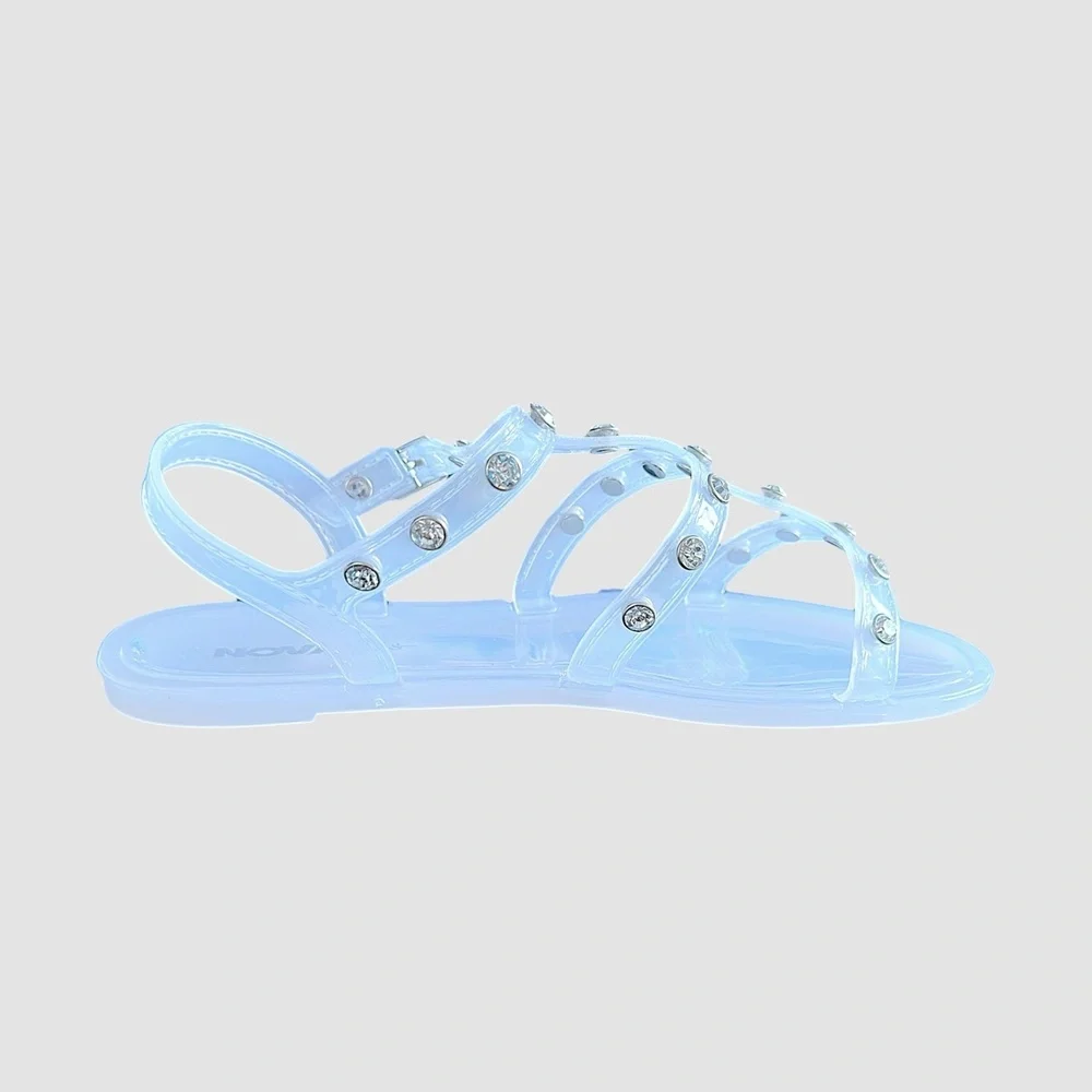 Mini Bling Bling II Flat‎ Sandal Girls White Clear Jelly Gladiator Sparkly Chic